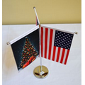 Triple Table Flag with double sided flags on adjustable pole height